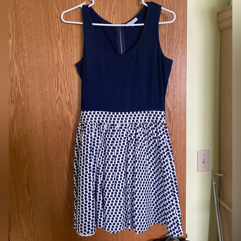 Navy and white dress